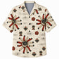 Labor Day Hawaiian Shirt- Red Starburst and Fireworks Print for Summer