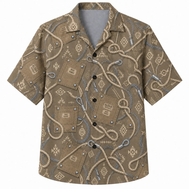 Labor Day Hawaiian Shirt - Rope Knot & Tool Sketch Print for Men