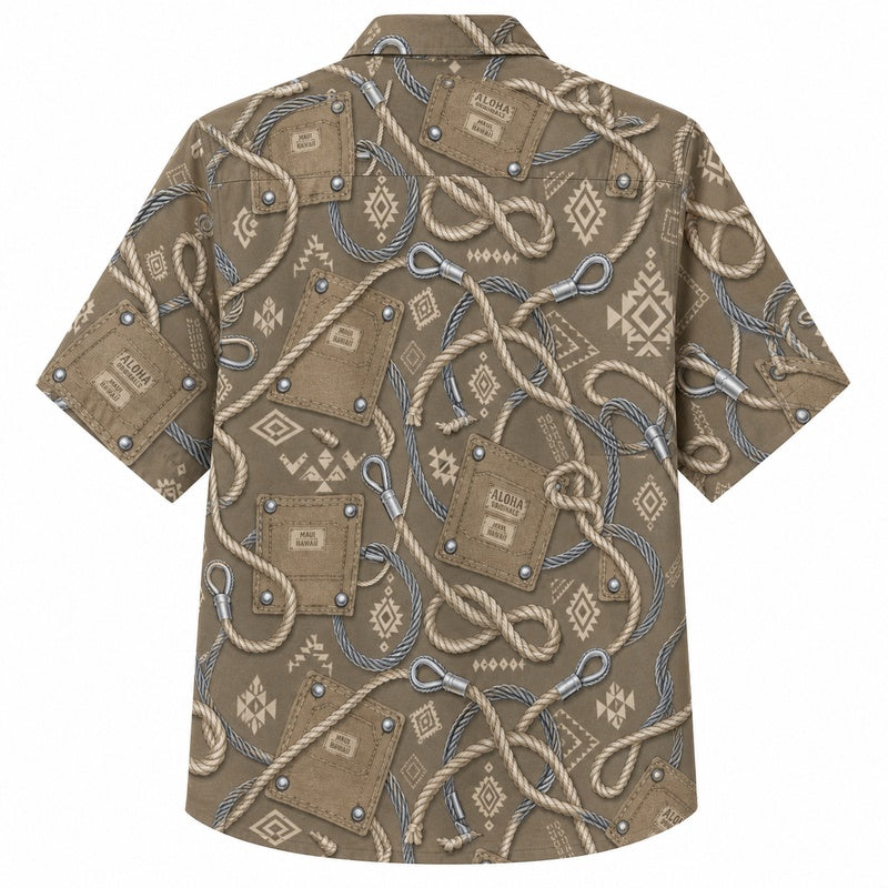 Labor Day Hawaiian Shirt - Rope Knot & Tool Sketch Print for Men