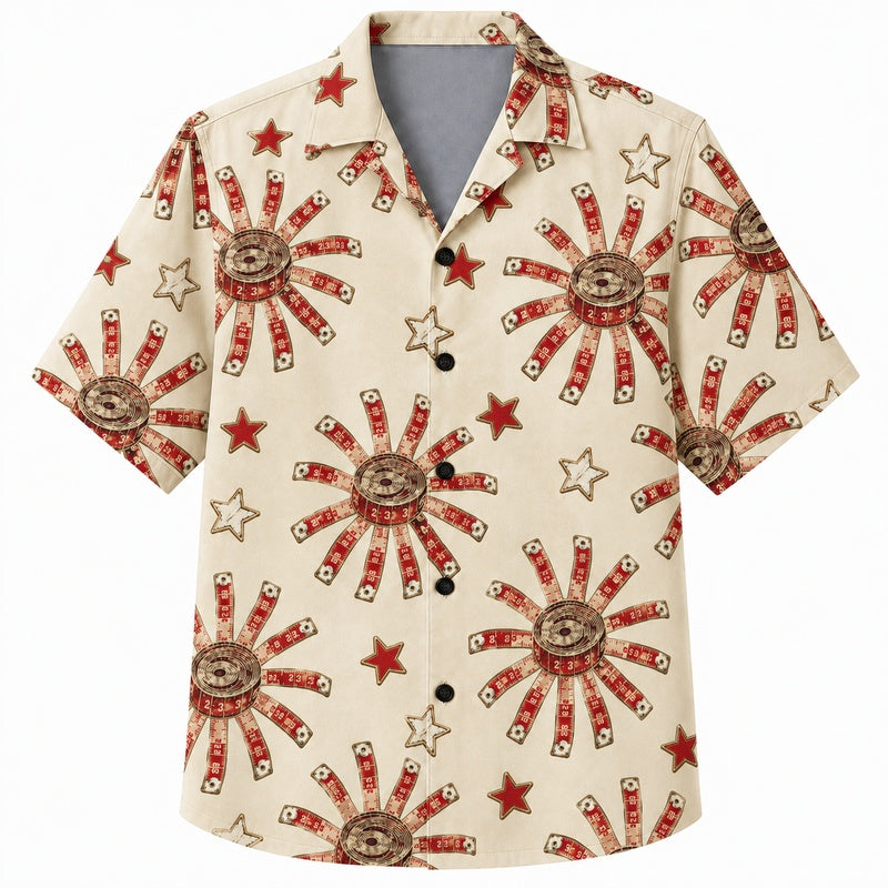 Labor Day Hawaiian Shirt- Starburst Fireworks and Stars Print
