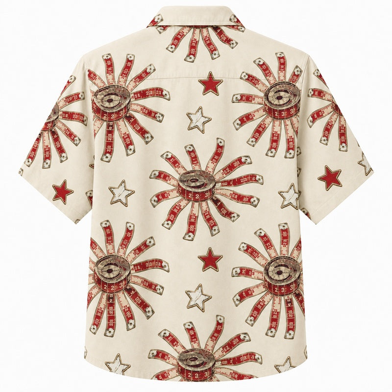 Labor Day Hawaiian Shirt- Starburst Fireworks and Stars Print