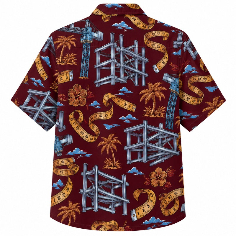 Labor Day Hawaiian Shirt - Steel Tower & Palm Ribbon Print for Men