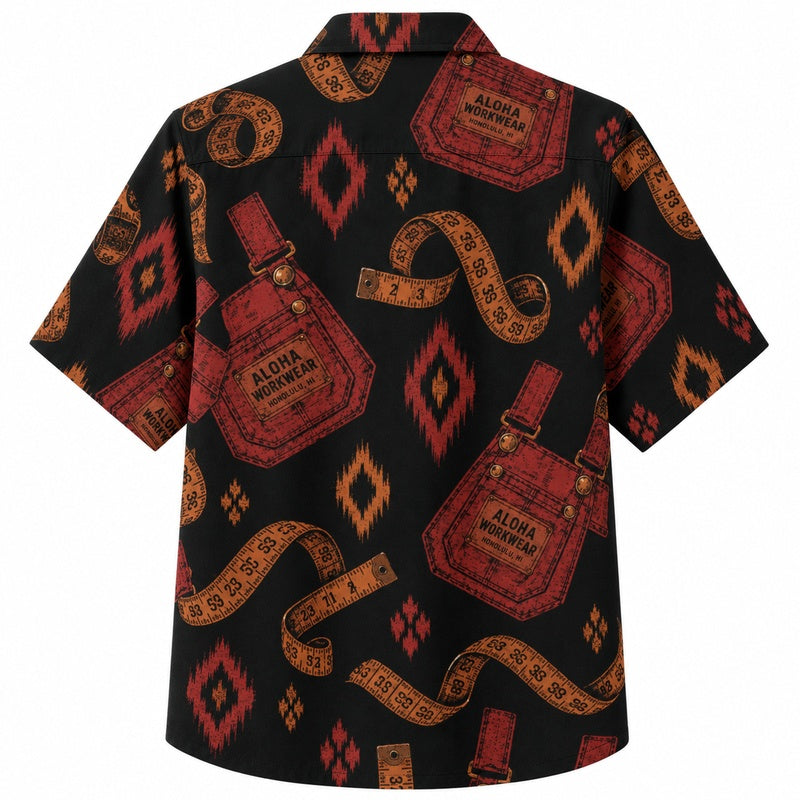 Labor Day Hawaiian Shirt- Toolbox and Tape Measure Print for Workers