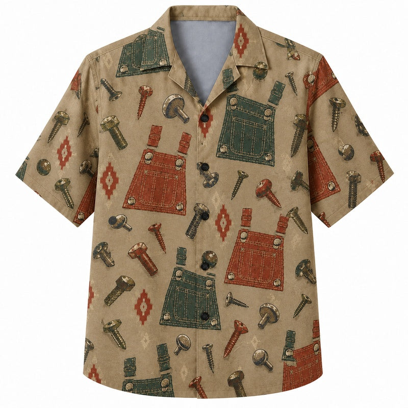 Labor Day Hawaiian Shirt- Toolkit and Crate Print for the Long Weekend