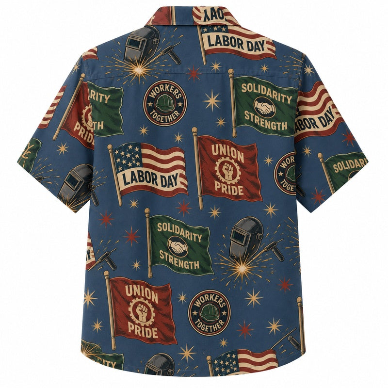 Labor Day Hawaiian Shirt- Union Pride Flag Print for the Long Weekend