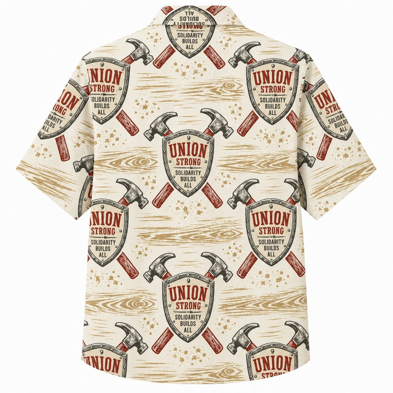 Labor Day Hawaiian Shirt- Union Shield and Crossed Tools for Summer