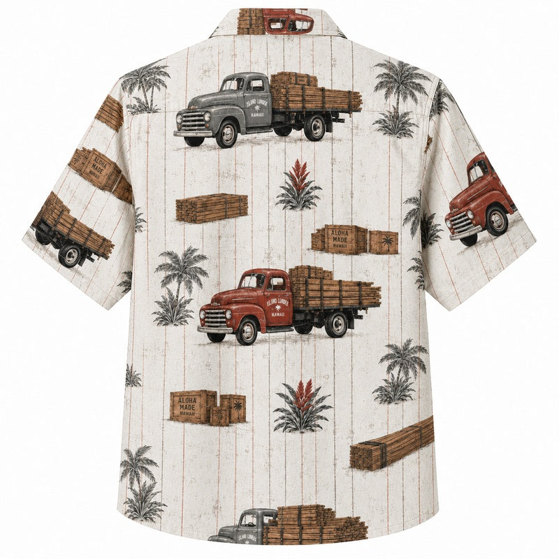 Labor Day Hawaiian Shirt- Vintage Pickup Truck and Palm Print