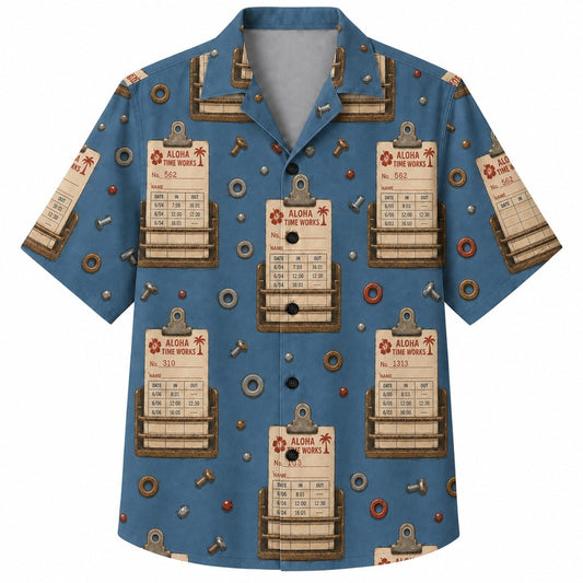 Labor Day Hawaiian Shirt- Vintage Tags and Workshop Tools for Summer