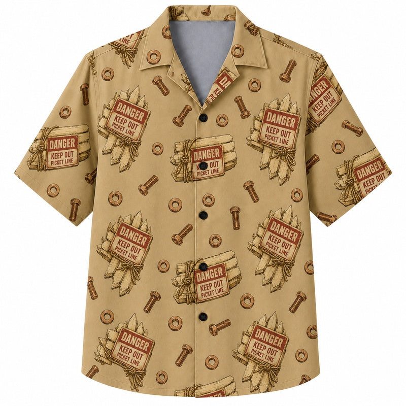 Labor Day Hawaiian Shirt- Vintage Wagon and Trailhead Tools for Summer