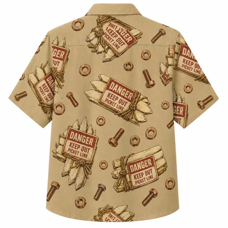 Labor Day Hawaiian Shirt- Vintage Wagon and Trailhead Tools for Summer