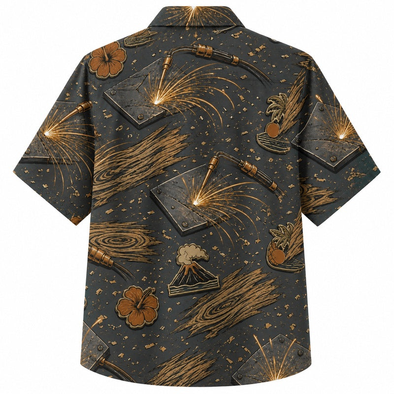 Labor Day Hawaiian Shirt with Anvil Spark Hibiscus Print for Men and Women