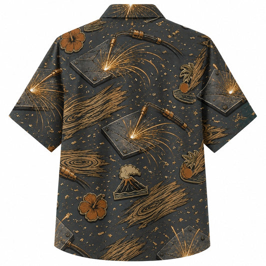 Labor Day Hawaiian Shirt with Anvil Spark Hibiscus Print for Men and Women