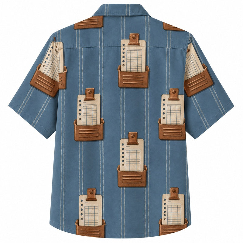 Labor Day Hawaiian Shirt with Blueprint Clipboard Stripe Print for Everyone