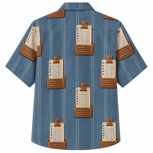 Labor Day Hawaiian Shirt with Blueprint Clipboard Stripe Print for Everyone