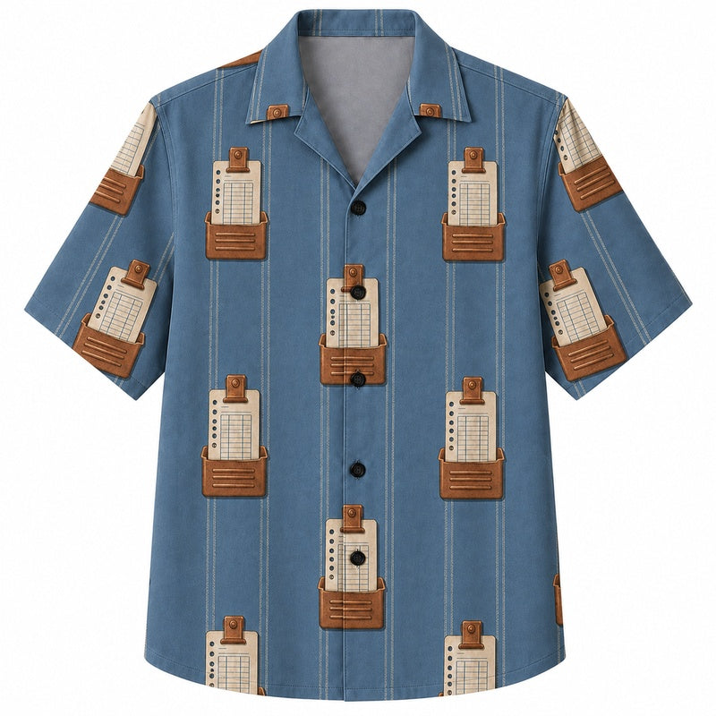 Labor Day Hawaiian Shirt with Blueprint Clipboard Stripe Print for Everyone