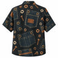 Labor Day Hawaiian Shirt with Denim Pocket Bolt Print for Men and Women