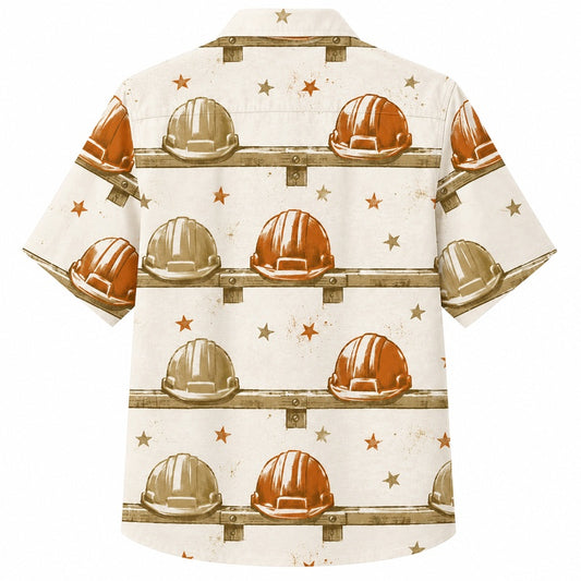 Labor Day Hawaiian Shirt with Hard Hat Helmet Star Print for Men and Women