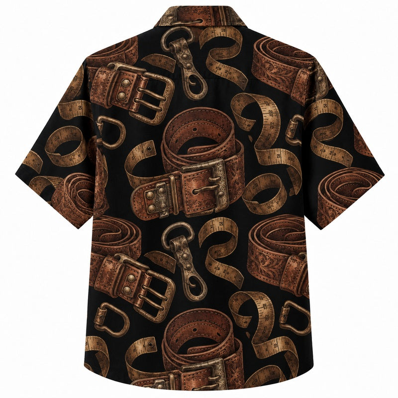 Labor Day Hawaiian Shirt with Leather Belt Buckle Print for Men and Women