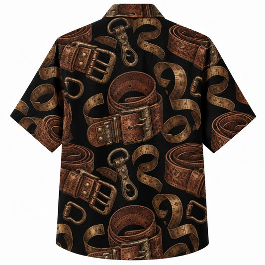 Labor Day Hawaiian Shirt with Leather Belt Buckle Print for Men and Women