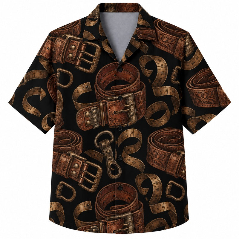 Labor Day Hawaiian Shirt with Leather Belt Buckle Print for Men and Women