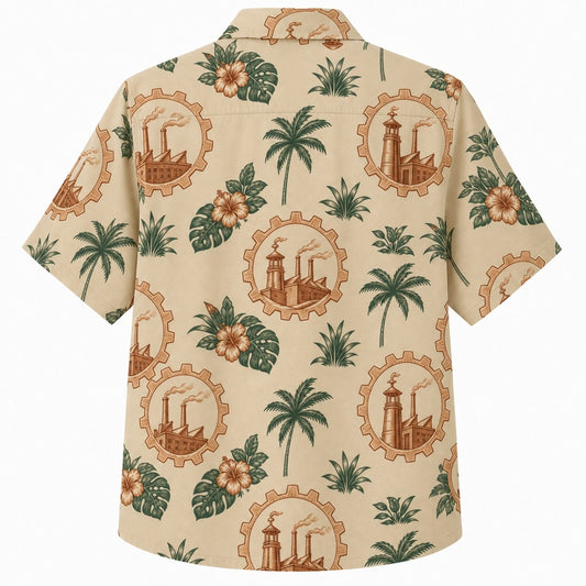 Labor Day Hawaiian Shirt with Lighthouse Palm Bloom Print for Men and Women