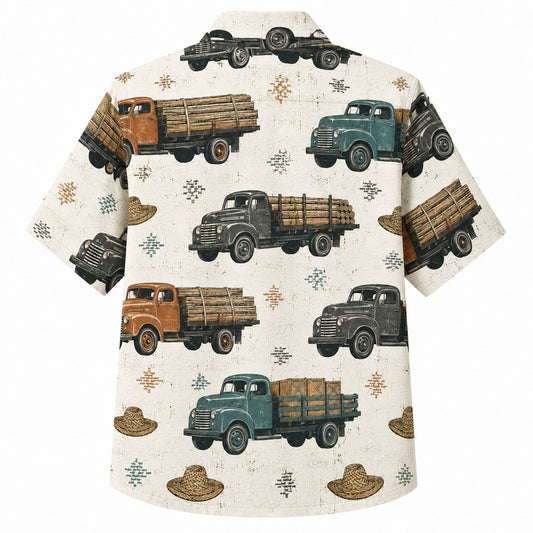 Labor Day Hawaiian Shirt with Loaded Cargo Truck Print for Men and Women