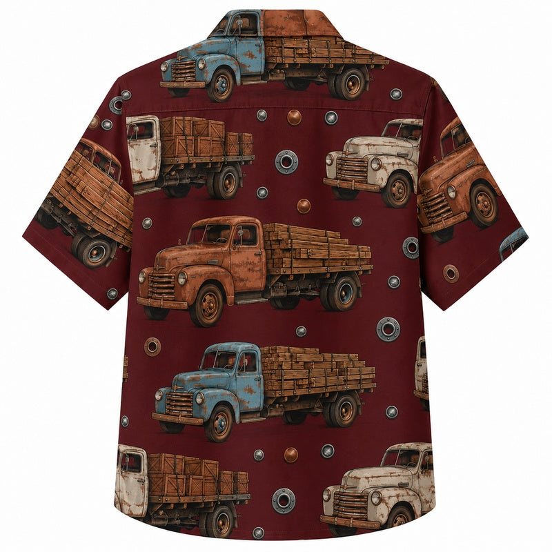 Labor Day Hawaiian Shirt with Lumber Haul Truck Print for Men and Women