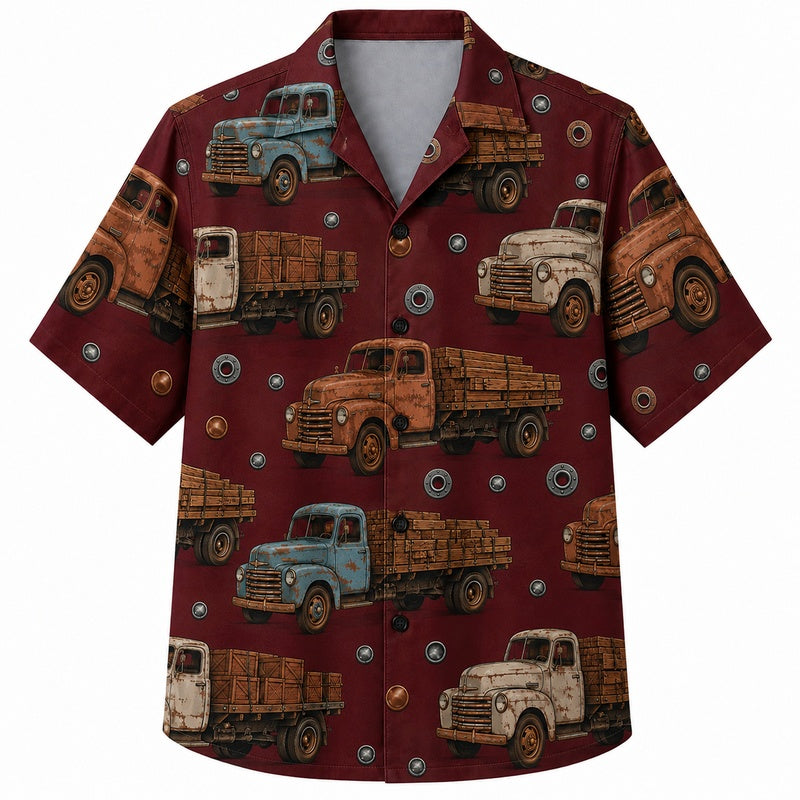 Labor Day Hawaiian Shirt with Lumber Haul Truck Print for Men and Women