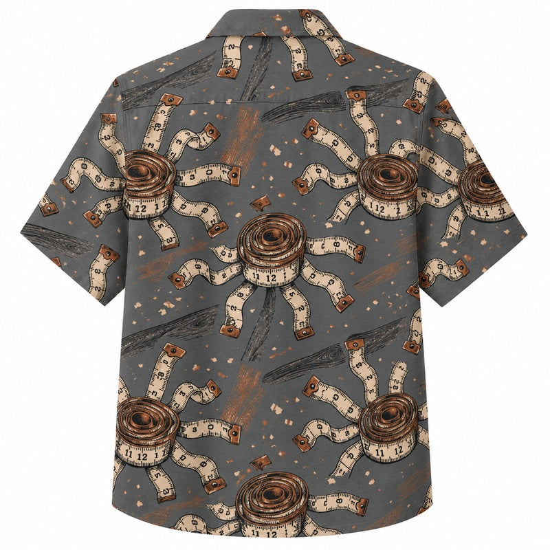Labor Day Hawaiian Shirt with Measuring Tape Reel Print for Men and Women