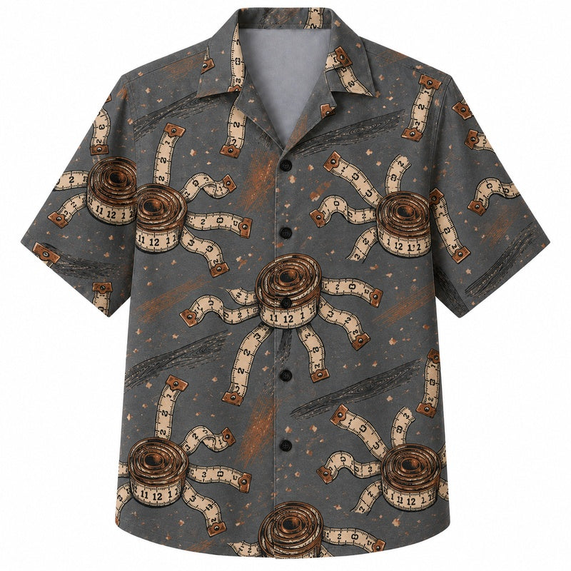 Labor Day Hawaiian Shirt with Measuring Tape Reel Print for Men and Women