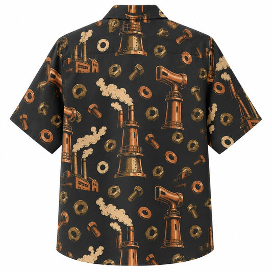 Labor Day Hawaiian Shirt with Steam Whistle Horn Print for Men and Women