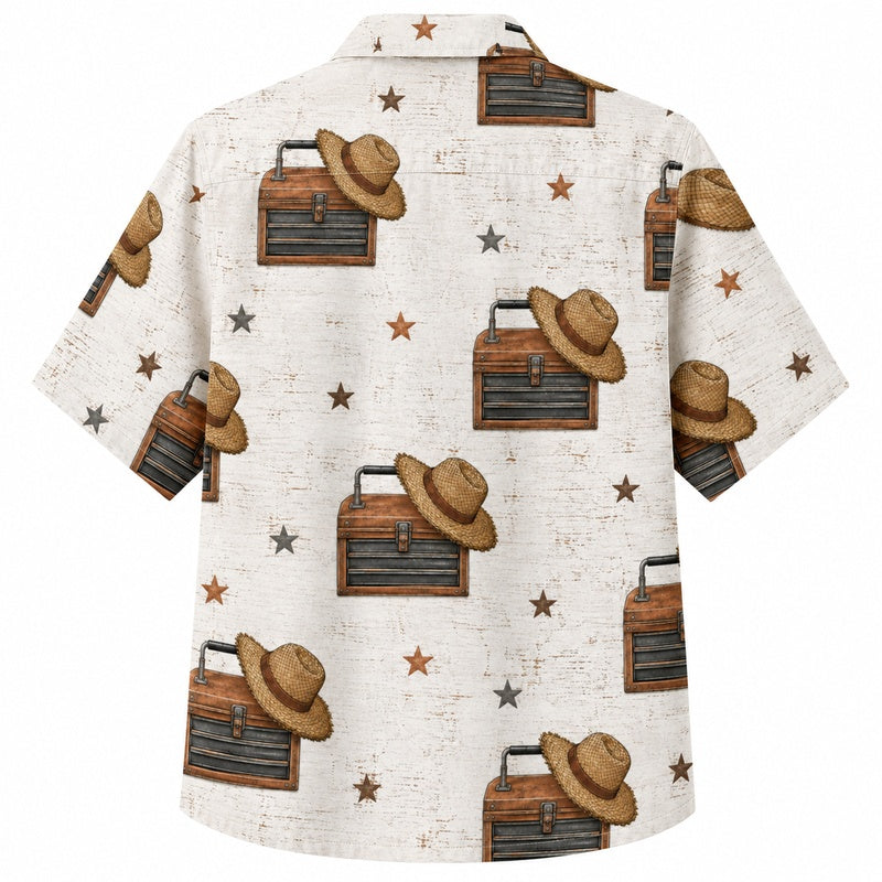Labor Day Hawaiian Shirt with Straw Hat Lantern Print for Men and Women
