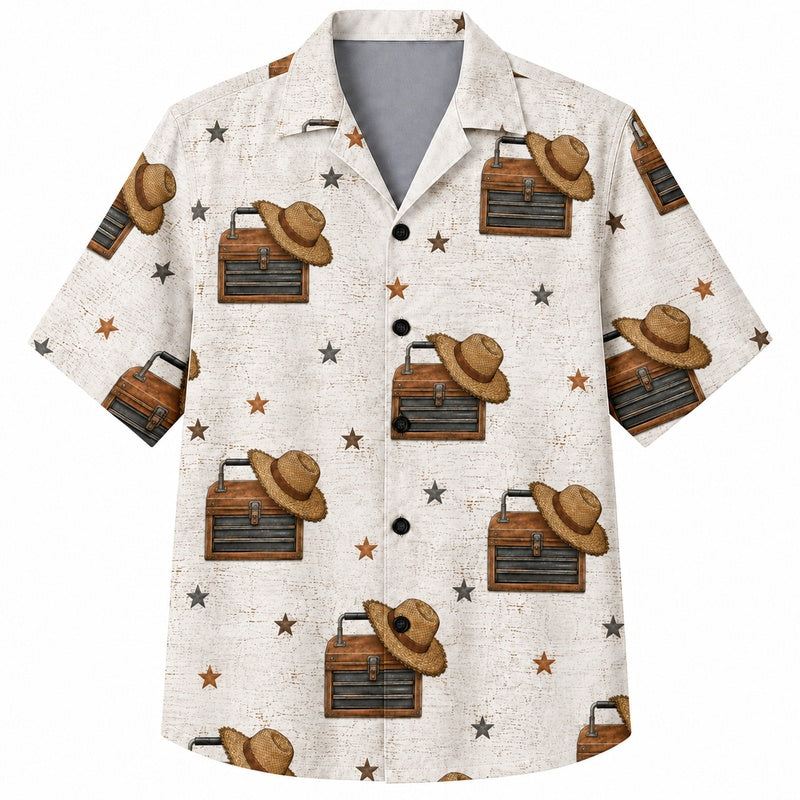 Labor Day Hawaiian Shirt with Straw Hat Lantern Print for Men and Women