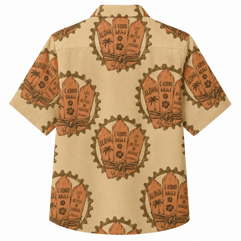 Labor Day Hawaiian Shirt with Sturdy Gear Tag Print for Men and Women