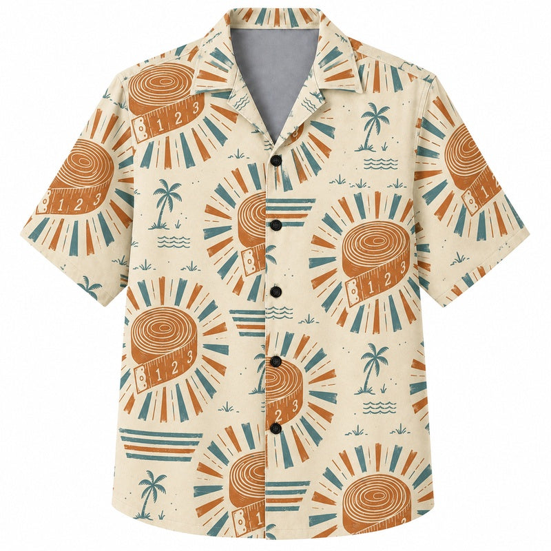 Labor Day Hawaiian Shirt with Sun Wood Log Palm Print for Men and Women