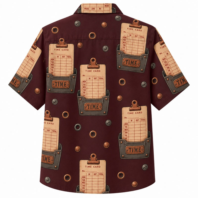 Labor Day Hawaiian Shirt with Vintage Time Card Print for Men and Women