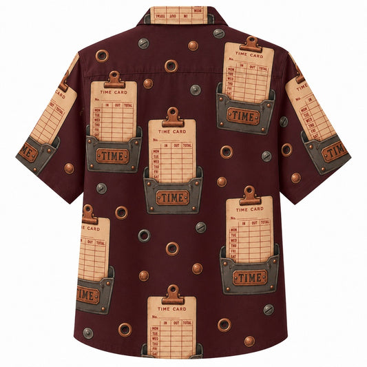 Labor Day Hawaiian Shirt with Vintage Time Card Print for Men and Women