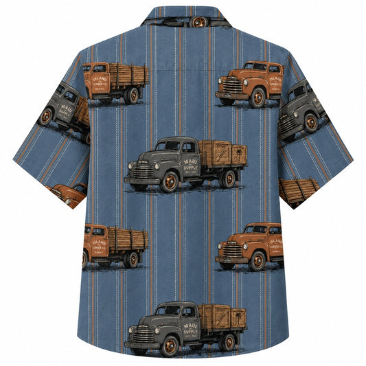 Labor Day Hawaiian Shirt with Vintage Work Truck Print for Men and Women