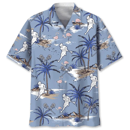 Hawaiian Shirt / Adults / S Lacrosse Blue Hawaiian Shirt