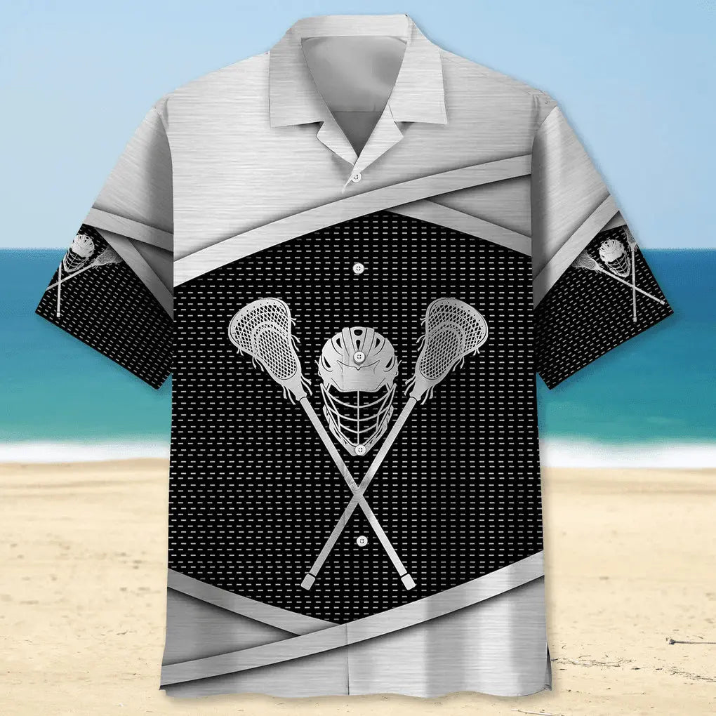 Lacrosse Metal Pattern Hawaiian Shirt