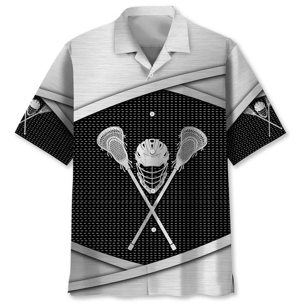 Hawaiian Shirt / Adults / S Lacrosse Metal Pattern Hawaiian Shirt