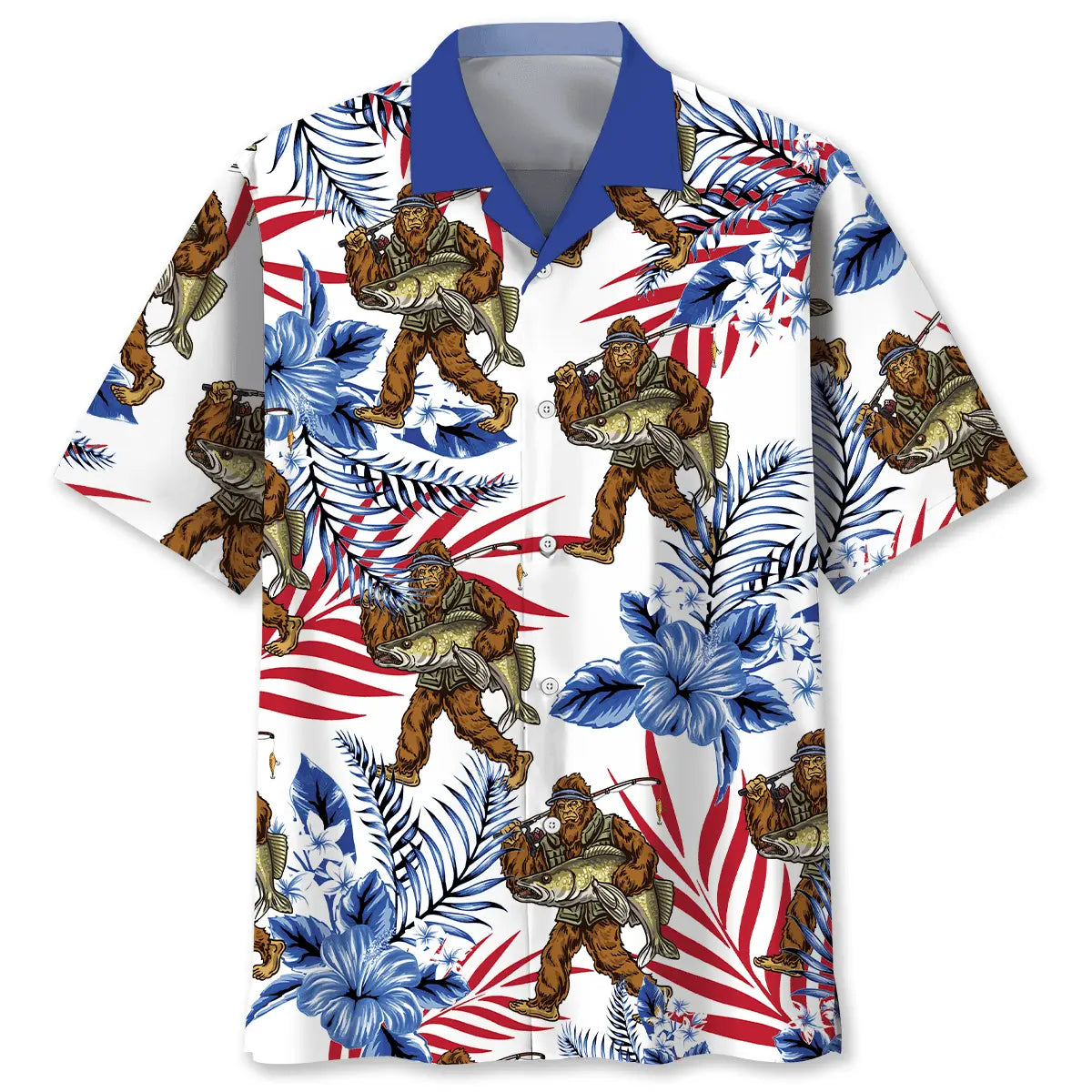 Hawaiian Shirt / Adults / S Let's Go Fishing Bigfoot Hawaiian Shirt