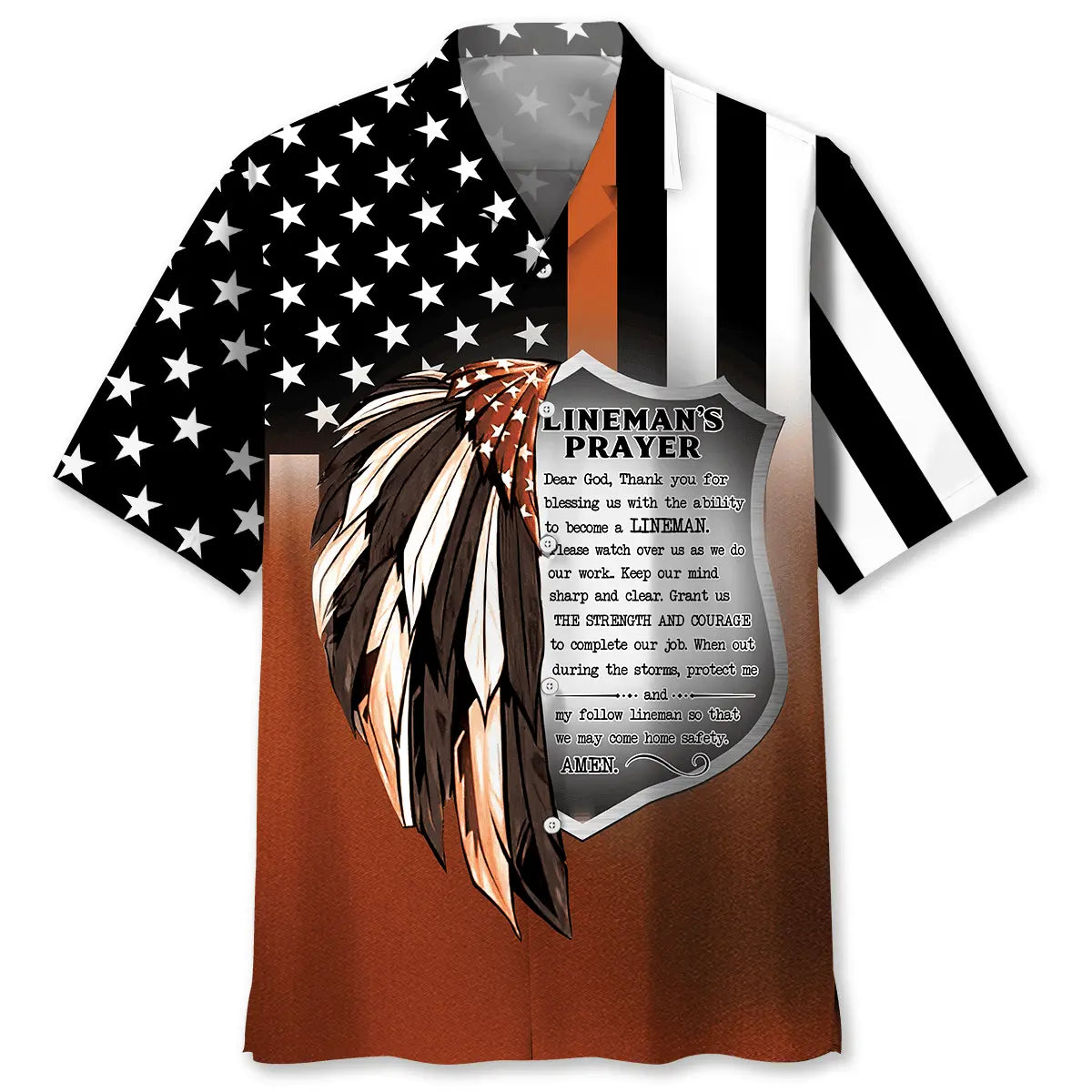 Hawaiian Shirt / Adults / S Lineman Prayer Hawaiian Shirt