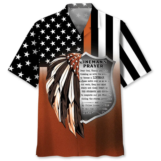 Hawaiian Shirt / Adults / S Lineman Prayer Hawaiian Shirt