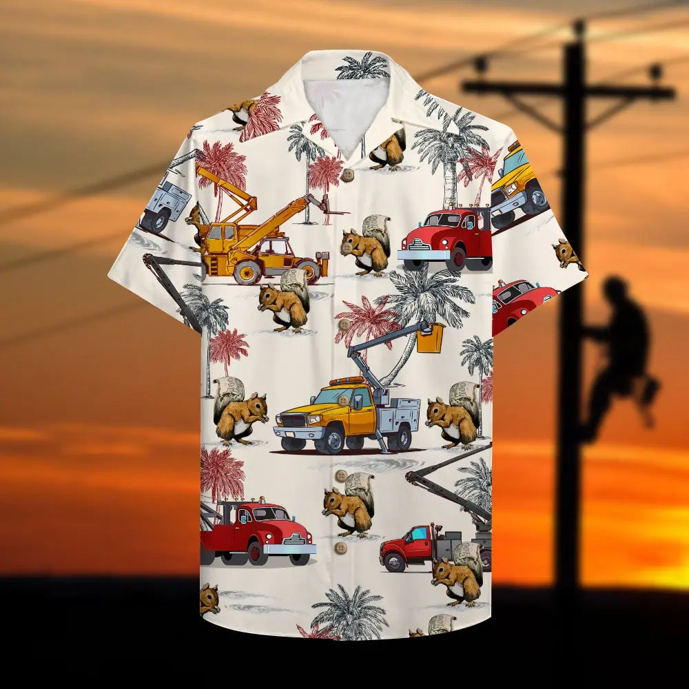 Lineman Unisex Hawaiian Shirt Aloha Shirt - The Cranes Pattern