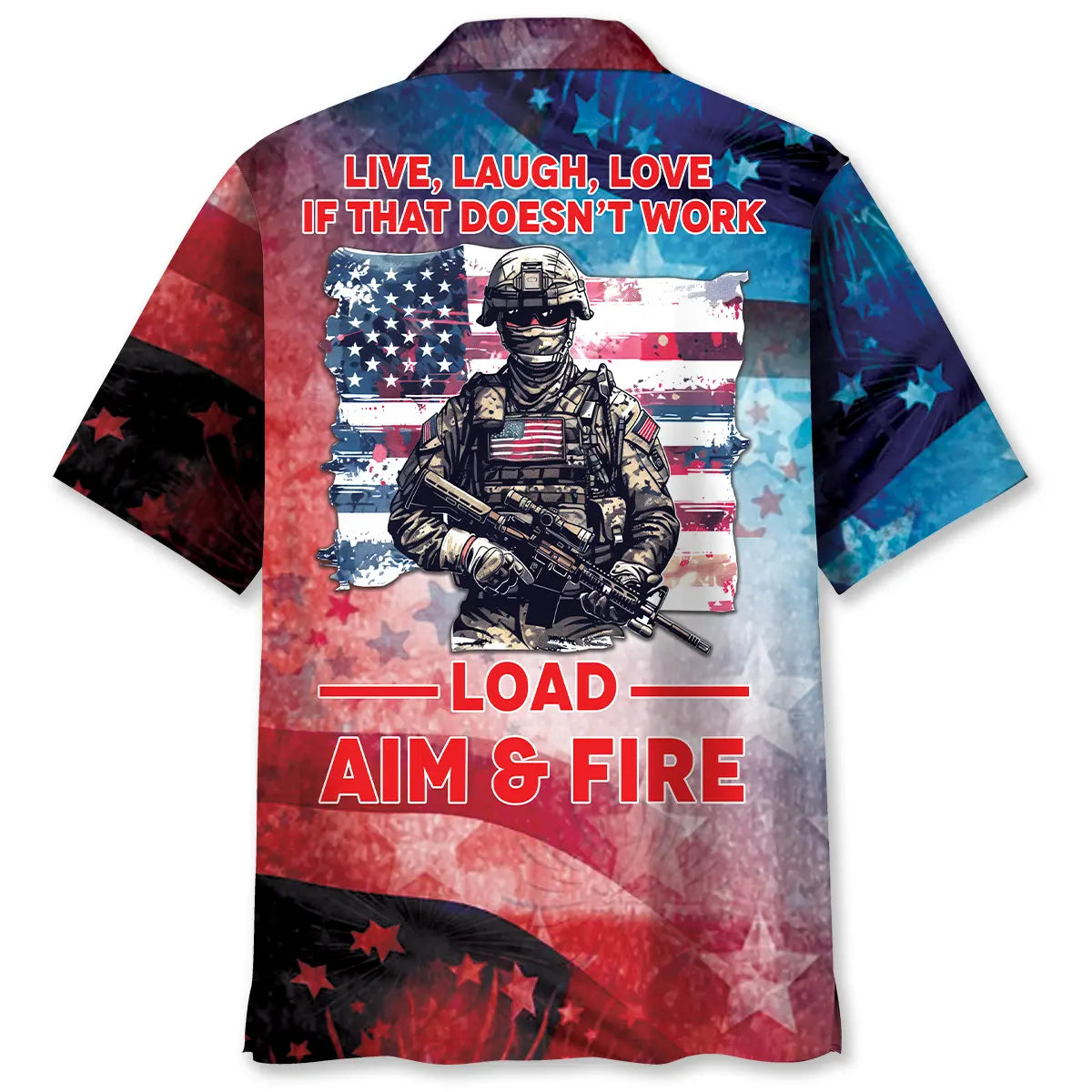 Hawaiian Shirt / Adults / S Live Laugh Love or Load Aim &amp; Fire Hawaiian Shirt