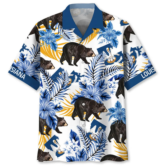 Hawaiian Shirt / Adults / S Louisiana State Bear Proud Hawaiian Shirt