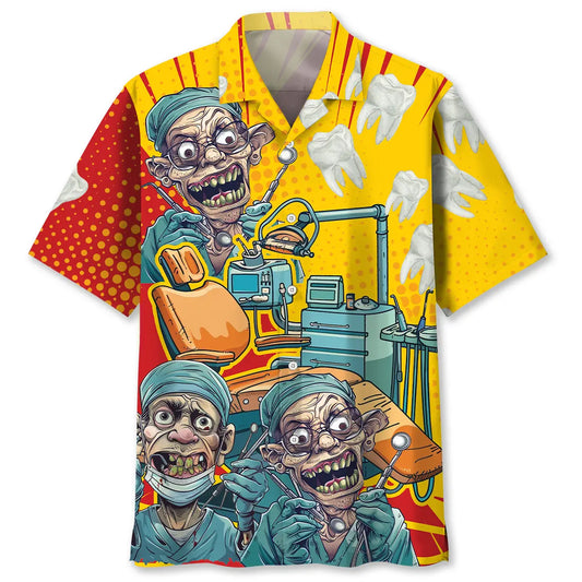 Hawaiian Shirt / Adults / S Mad Dentist Graphic Art Hawaiian Shirt