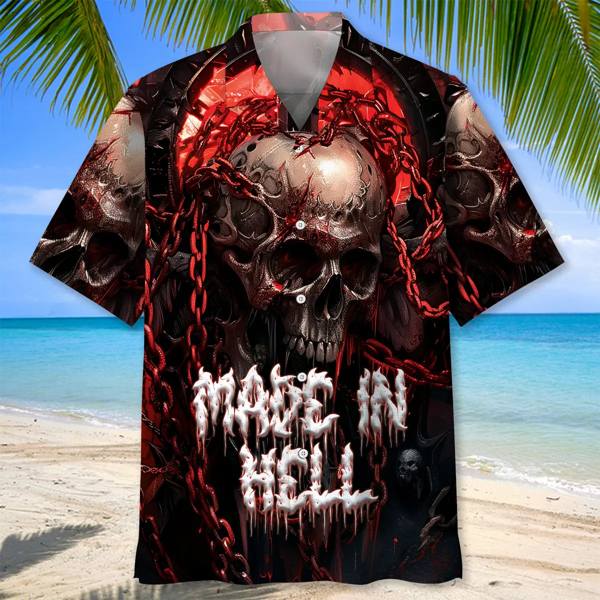 Made In Hell Monster Skull Hawaiian Shirt
