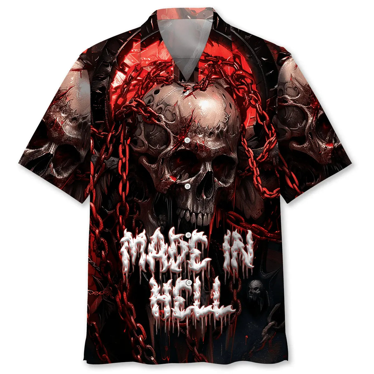 Hawaiian Shirt / Adults / S Made In Hell Monster Skull Hawaiian Shirt